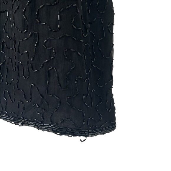 Laurence Kazar VTG Black Beaded Silk Evening Gown Dress Formal High Neck Size PS - Picture 9 of 16